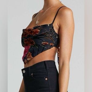 WeWoreWhat Flocked Velvet Cowl Top S NWOT